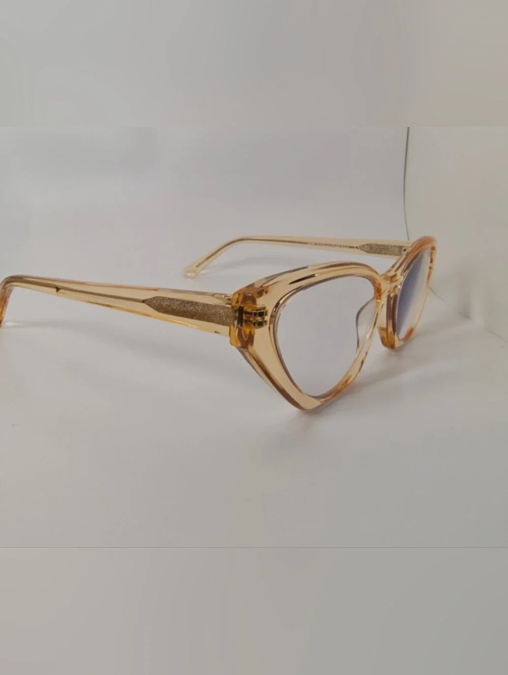 Angelina. Transparent Amber Cat-Eye Women's Glasses. Beautiful..